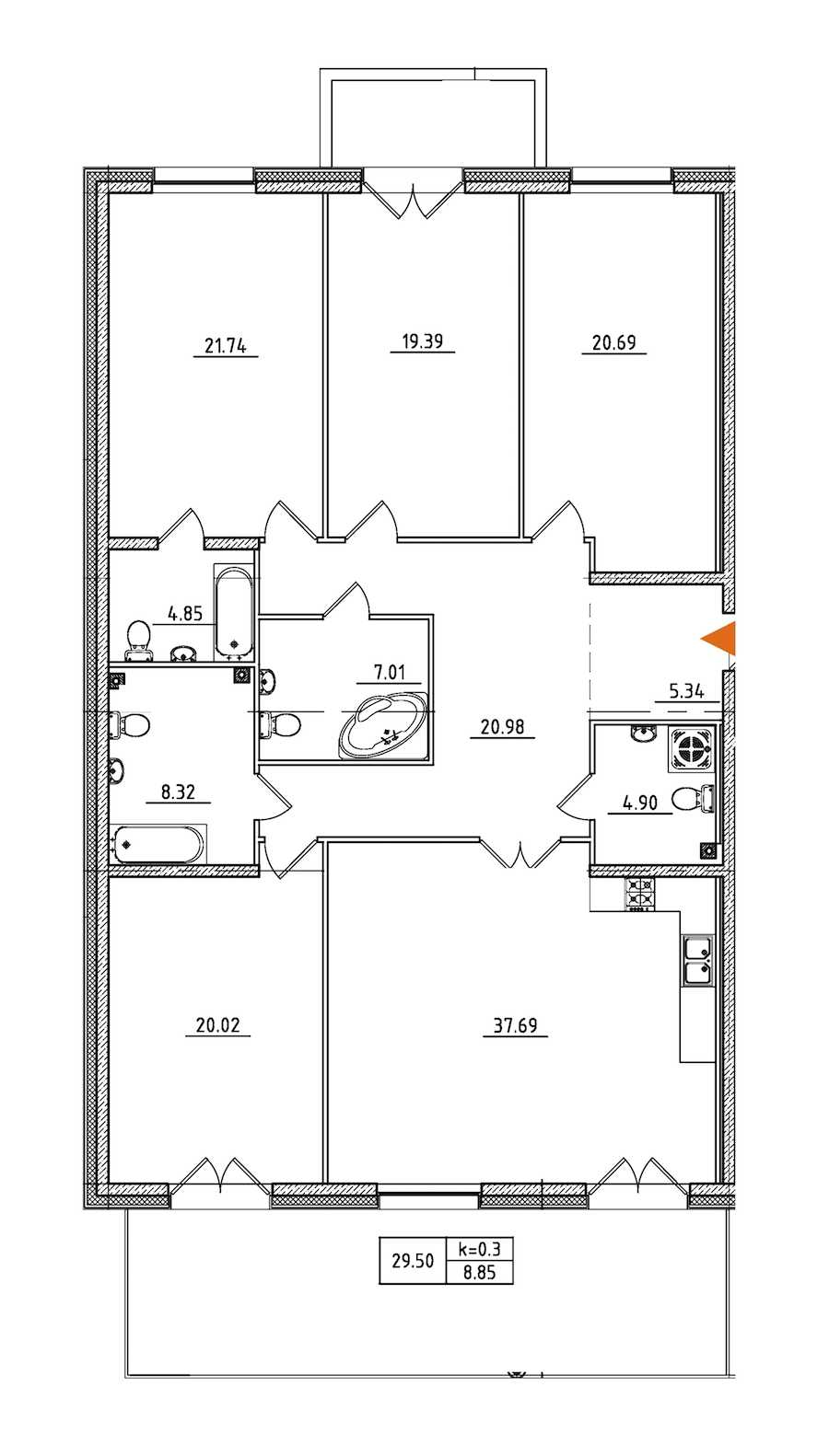 Четырехкомнатная квартира в : площадь 181.35 м2 , этаж: 2 – купить в Санкт-Петербурге